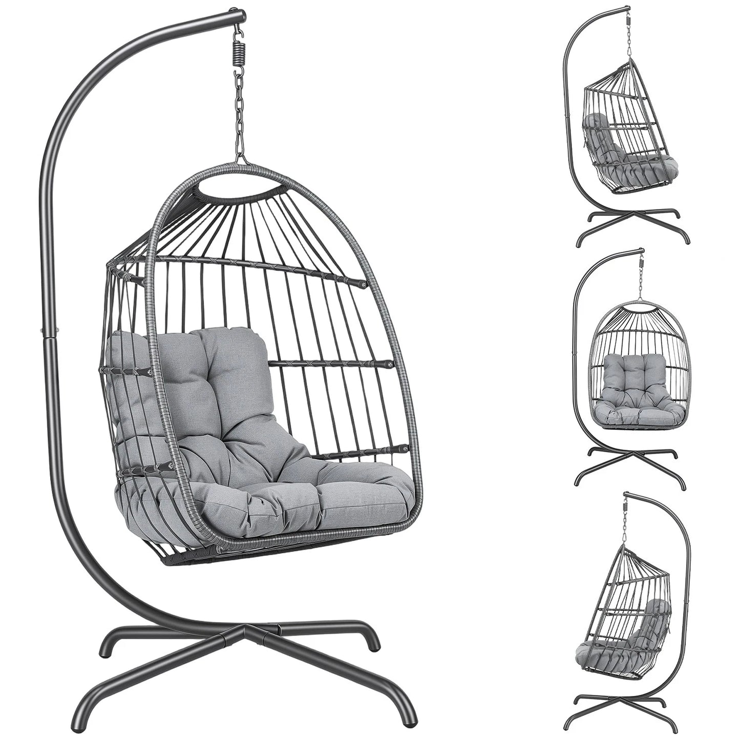 Hanging Rattan Egg Chair Garden Swing Chairs Patio Indoor Outdoor With Cushions