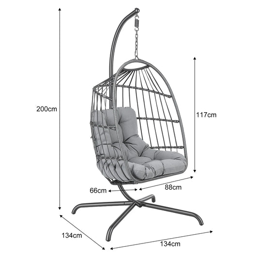 Hanging Rattan Egg Chair Garden Swing Chairs Patio Indoor Outdoor With Cushions