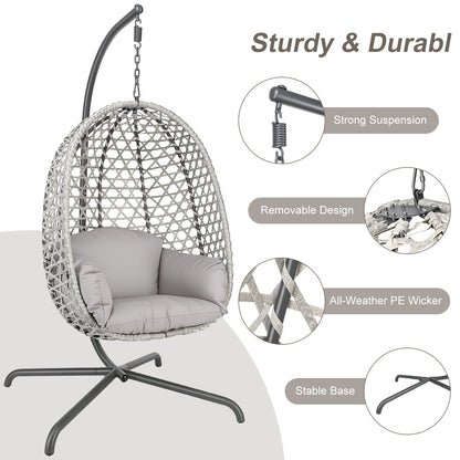 Hanging Rattan Egg Chair Garden Swing Chairs Patio Indoor Outdoor With Cushions