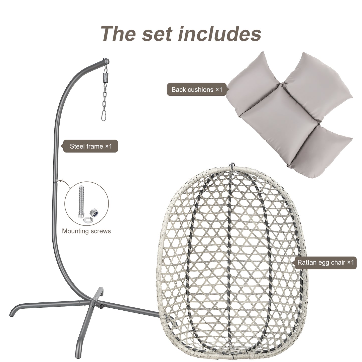 Hanging Rattan Egg Chair Garden Swing Chairs Patio Indoor Outdoor With Cushions