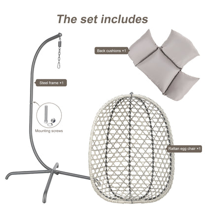 Hanging Rattan Egg Chair Garden Swing Chairs Patio Indoor Outdoor With Cushions