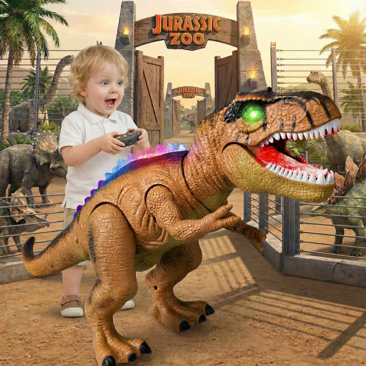 RC Dinosaur Car Toys for Kids Remote Control Robot - T-Rex Verisimilitude Sound for Children's Gifts