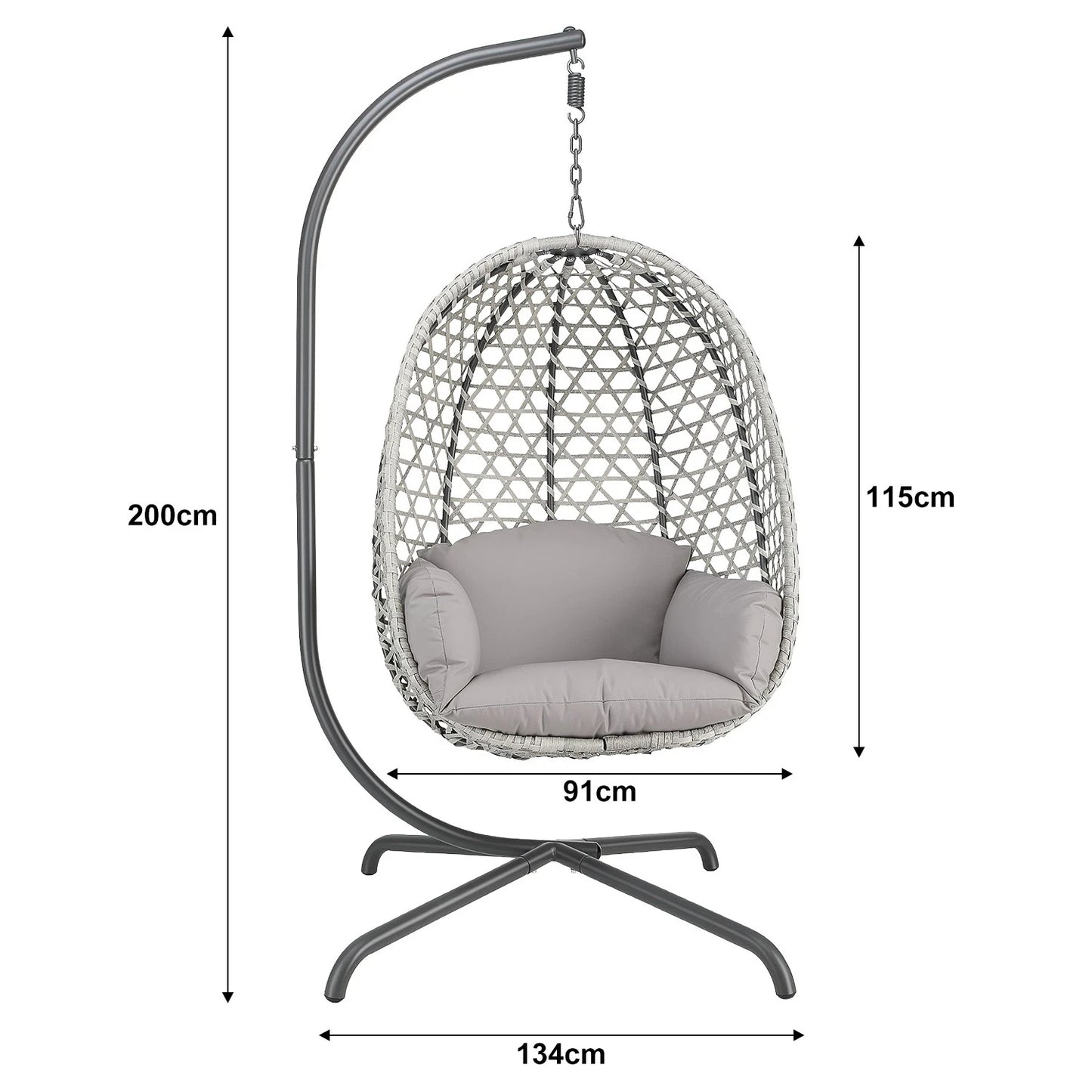 Hanging Rattan Egg Chair Garden Swing Chairs Patio Indoor Outdoor With Cushions
