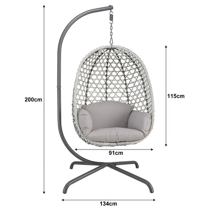 Hanging Rattan Egg Chair Garden Swing Chairs Patio Indoor Outdoor With Cushions