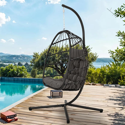 Hanging Egg Chair Egg Swing Hammock Chair with Head Pillow & Large Seat Cushion