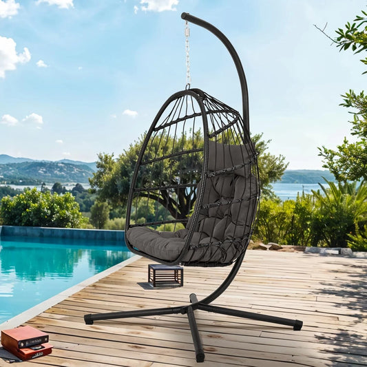 Hanging Egg Chair Egg Swing Hammock Chair with Head Pillow & Large Seat Cushion