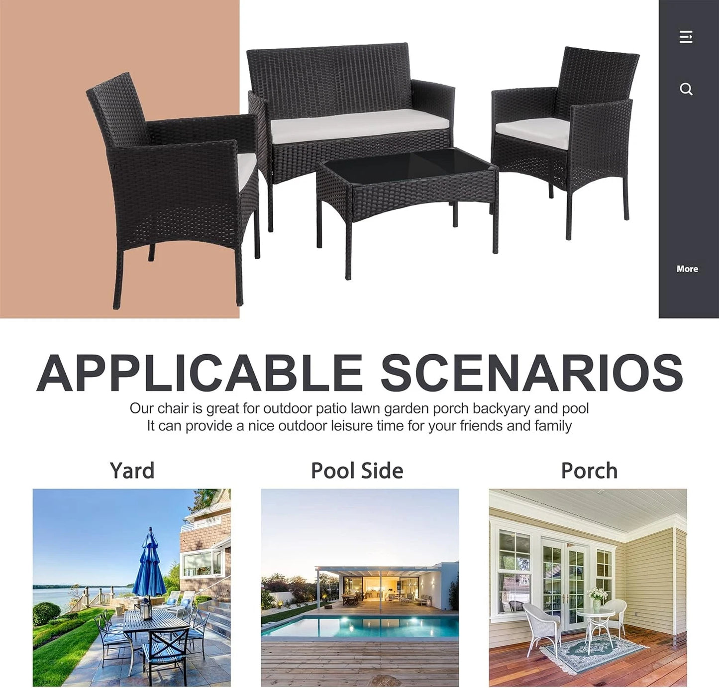 Rattan Garden Furniture Set 4 Piece Table Chairs Sofa Wicker Outdoor Patio Set