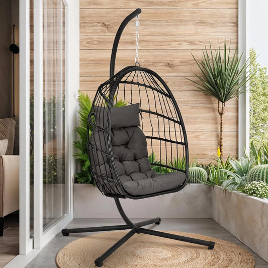 Hanging Egg Chair Egg Swing Hammock Chair with Head Pillow & Large Seat Cushion