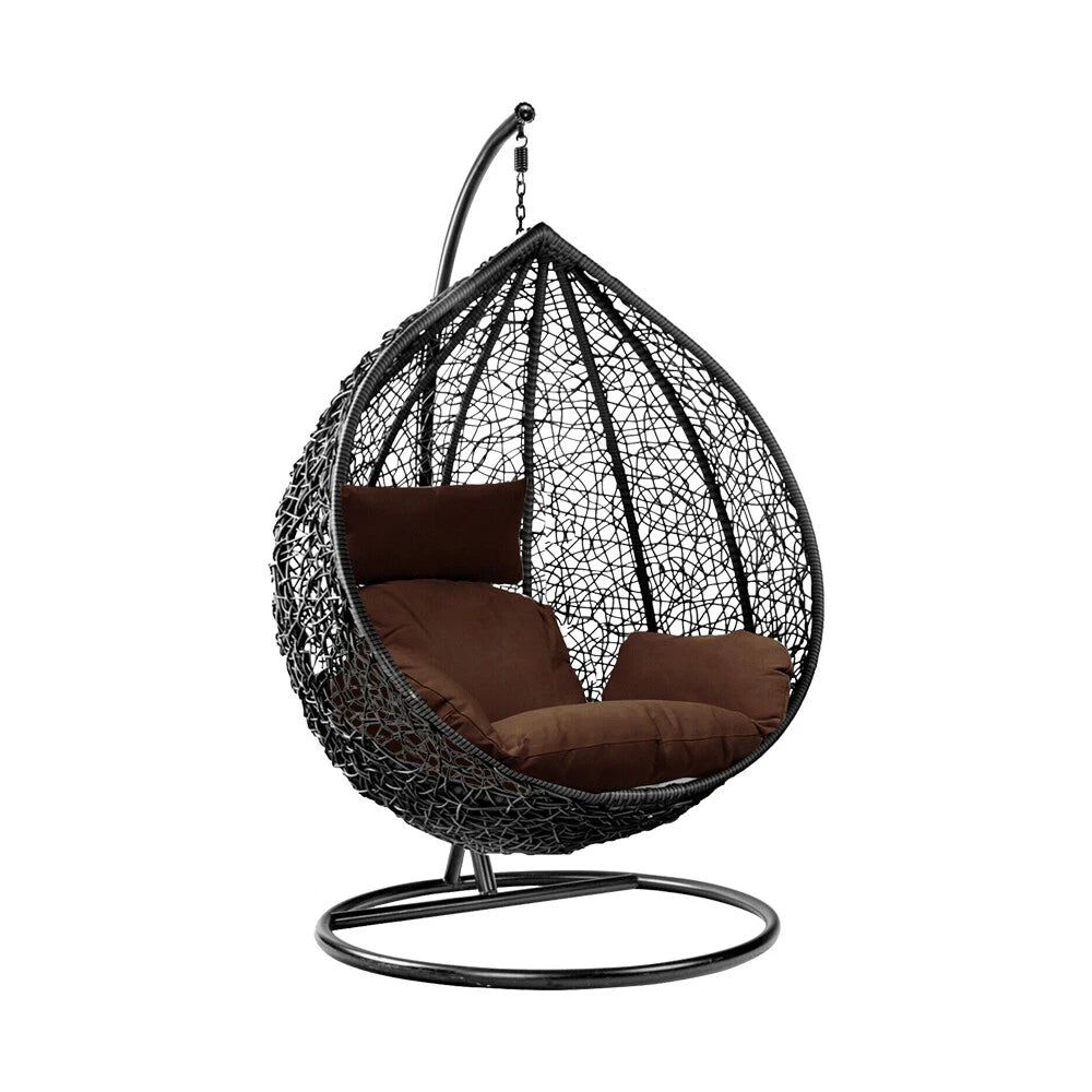 Hanging Egg Chair Swing with Thick Cushions – Rattan Patio Chair for Garden