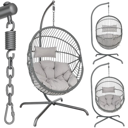 Hanging Rattan Egg Chair Garden Swing Chairs Patio Indoor Outdoor With Cushions