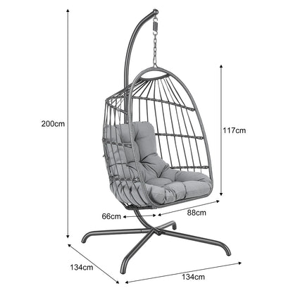 Hanging Rattan Egg Chair Garden Swing Chairs Patio Indoor Outdoor With Cushions