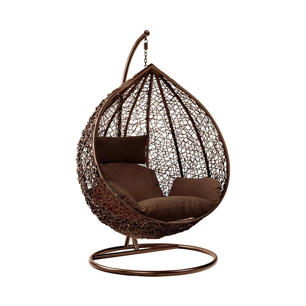 Hanging Egg Chair Swing with Thick Cushions – Rattan Patio Chair for Garden