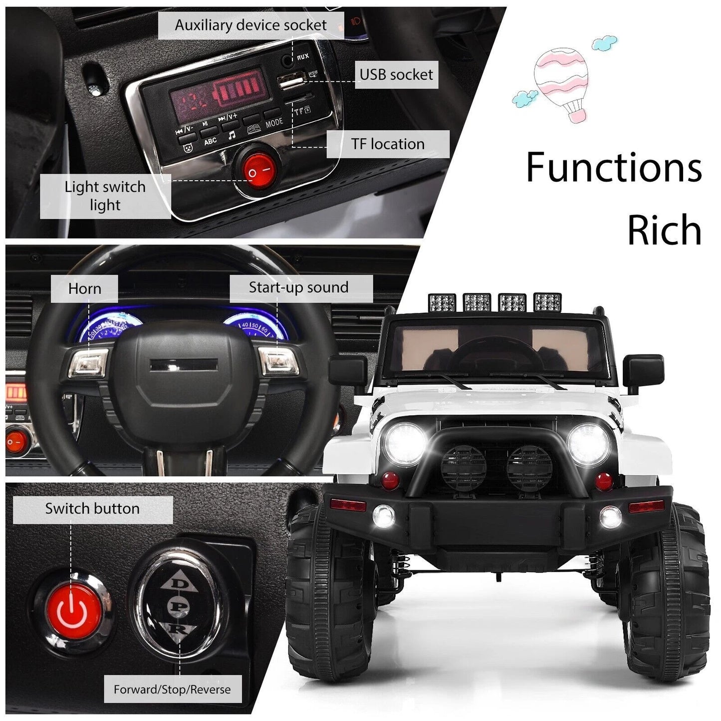 Kids Ride on Car 12V Battery Powered Electric Truck with 2.4G Remote Control