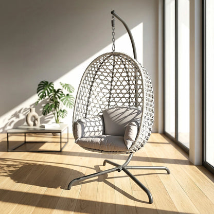 Hanging Rattan Egg Chair Garden Swing Chairs Patio Indoor Outdoor With Cushions