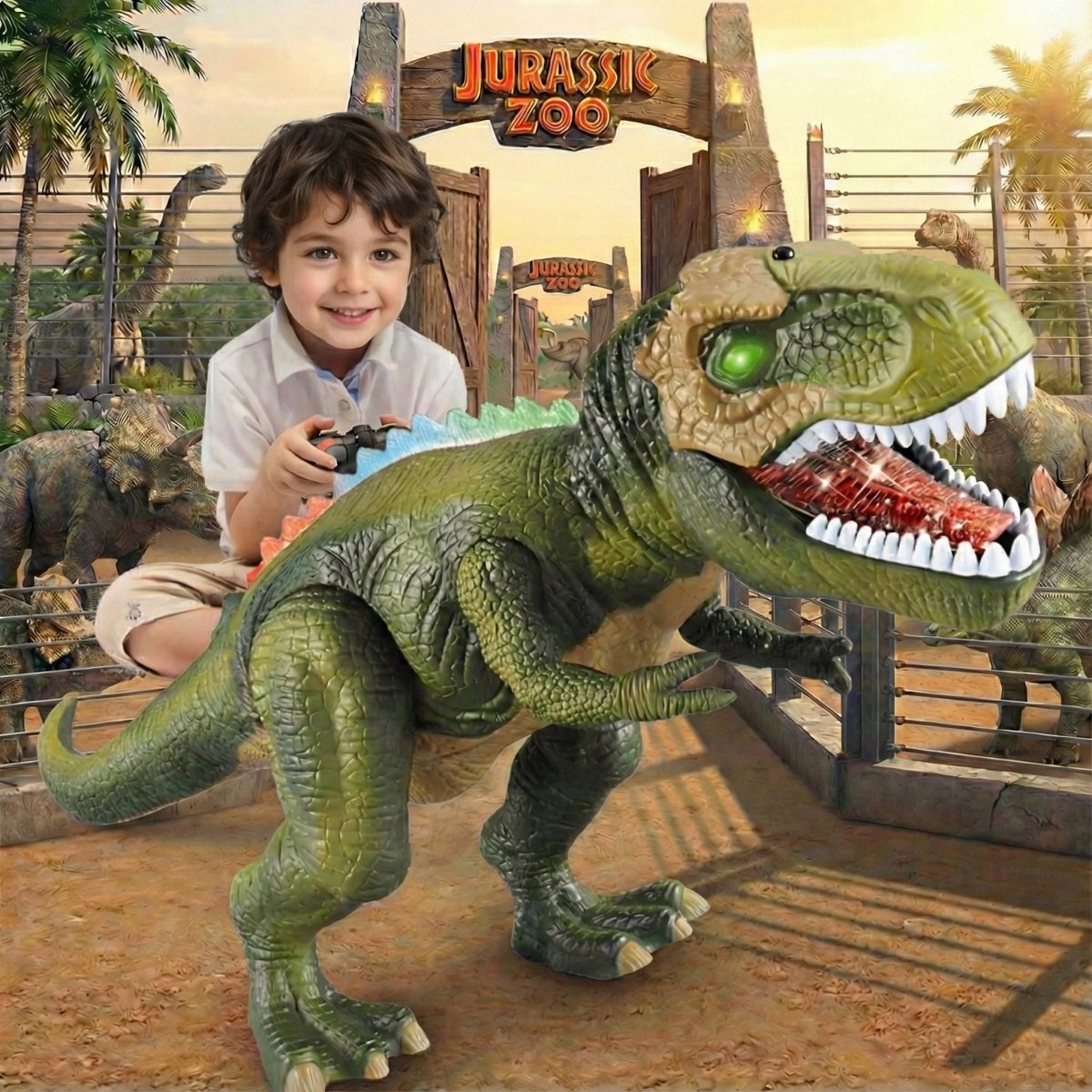 RC Dinosaur Car Toys for Kids Remote Control Robot - T-Rex Verisimilitude Sound for Children's Gifts